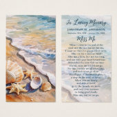 ビーチ葬儀シーシェルズメモリアル祈りの言葉カード (正面&裏面)