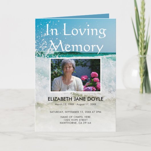 ビーチ葬儀プログラム |サービスの順序 プログラム (正面)