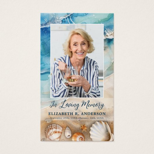 ビーチ葬儀悔やみや弔慰写真記念祈りの言葉カード (正面)