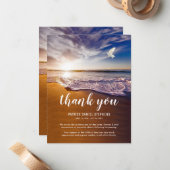 ビーチ葬式悔やみや弔慰サンキュー ノートカード (正面/裏面インサイチュ)