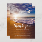 ビーチ葬式悔やみや弔慰サンキュー ノートカード (正面/裏面)