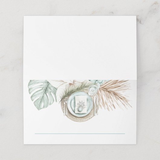 ビーチ行先結婚式のトロピカルプレイス設定 プレイスカード (外部開封)