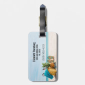 ビーチ要素バックグラウンドのカスタマイズ可能文字 ラゲッジタグ (裏面縦)
