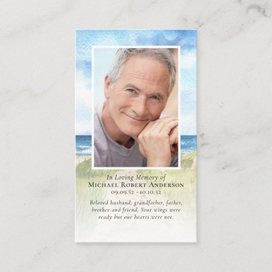 ビーチ記念写真祈りの言葉カード コーリングカード (正面)