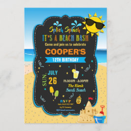 ビーチ誕生パーティーBash Sand Castle Summer Boy 招待状