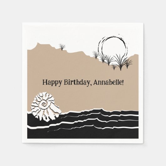 ビーチ誕生会だ スタンダードカクテルナプキン (正面)