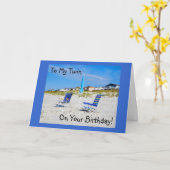 ビーチ誕生日おめでとう カード (黄色い花)