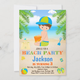 ビーチ誕生日のビーチ招待ボーイ 招待状