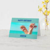 ***ビーチ誕生日の希望** 「いとこの」カード カード (黄色い花)