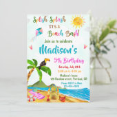 ビーチ誕生日の招待プールパーティの招待状 招待状 (スタンド正面)