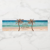 ビーチ誕生日の熱帯夏のヤシの木 ペットボトルラベル (シングルラベル)