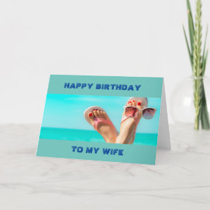 ***ビーチ誕生日の願い**「妻** カード