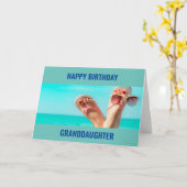 ***ビーチ誕生日ウィッシュ** 「孫娘」カード カード (黄色い花)