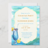 ビーチ誕生日カクテルパーティーブルーラグーン 招待状 (正面)