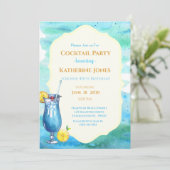 ビーチ誕生日カクテルパーティーブルーラグーン 招待状 (スタンド正面)