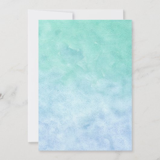 ビーチ誕生日カクテルパーティーブルーラグーン 招待状 (裏面)