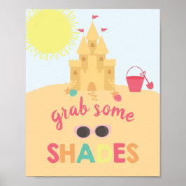 ビーチ誕生日サングラス好意サイン ポスター