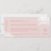 ビーチ誕生日トリップチケットボーディングパスピンク 招待状 (裏面)