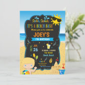 ビーチ誕生日パーティサマーブロンドボーイ 招待状 (スタンド正面)