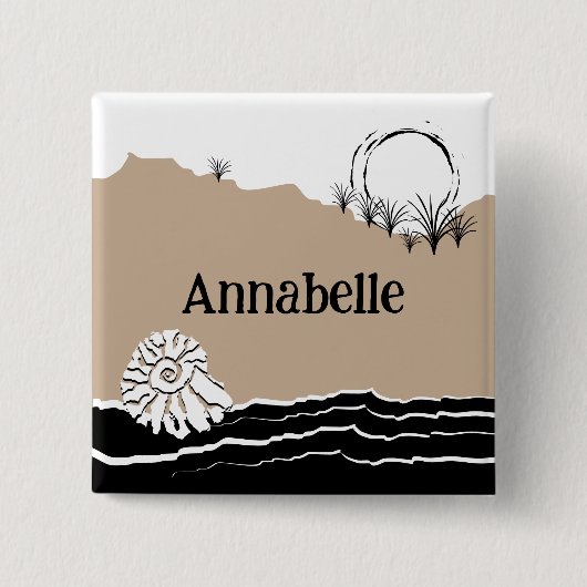 ビーチ誕生日パーティーの名前 缶バッジ (正面)