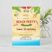 ビーチ誕生日パーティーの招待カード 招待状 (スタンド正面)