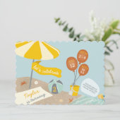 ビーチ誕生日パーティーの招待 招待状 (スタンド正面)