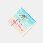 ビーチ誕生日パーティーの水彩 スタンダードカクテルナプキン (角)