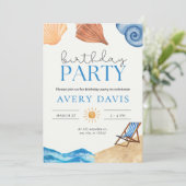 ビーチ誕生日パーティーへの招待 招待状 (スタンド正面)