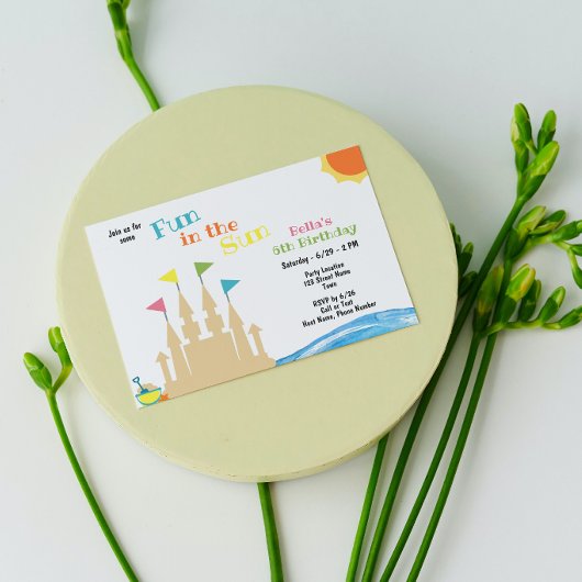 ビーチ誕生日パーティーへの招待 招待状
