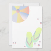 ビーチ誕生日パーティープールフリップフロップボール 招待状 (裏面)