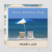 ビーチ誕生日パーティー招待椅子 招待状 (正面/裏面)