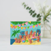 ビーチ誕生日パーティー インビテーションポストカード (スタンド正面)