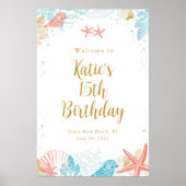 ビーチ誕生日会ウェルカムサイン ポスター (正面)