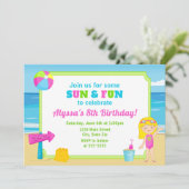 ビーチ誕生日招待状ビーチパーティーガール 招待状 (スタンド正面)