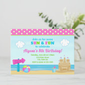 ビーチ誕生日招待状ビーチパーティーガール 招待状 (スタンド正面)