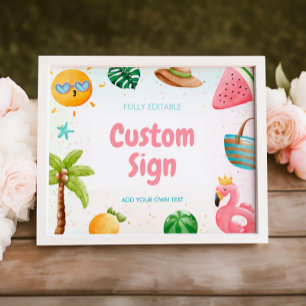 ビーチ誕生日符号、プールパーティー符号 ポスター