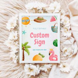 ビーチ誕生日符号、プールパーティー符号 ポスター