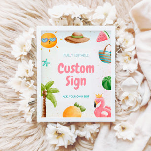 ビーチ誕生日符号、プールパーティー符号 ポスター