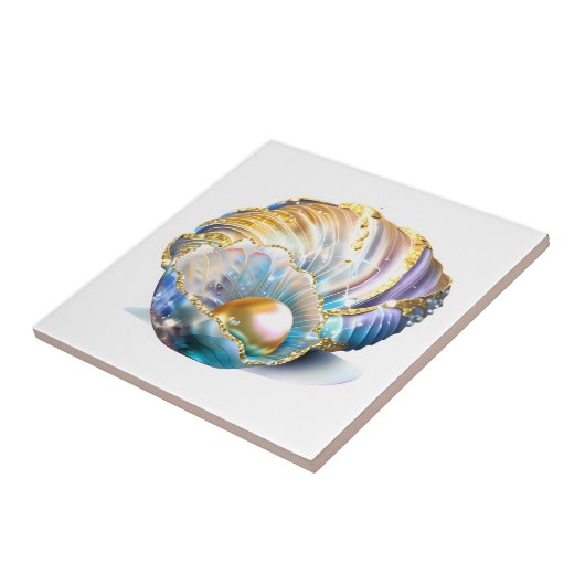 ビーチ貝殻ファンタジー真珠の神秘的な貝殻ガラス タイル (側面)