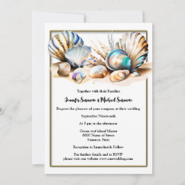 ビーチ貝虹色エレガント航海のテーマ 招待状