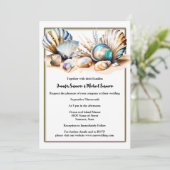 ビーチ貝虹色エレガント航海のテーマ 招待状 (スタンド正面)