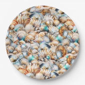 ビーチ貝虹色コラージュ航海のシック ペーパープレート (正面)