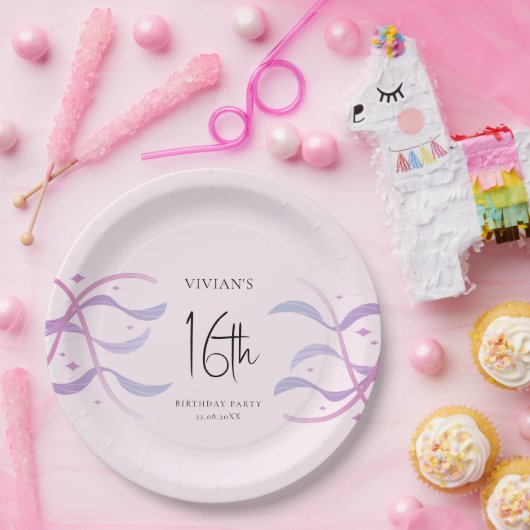 ビーチ赤面ピンクSweet sixteenパーティー ペーパープレート (パーティー)