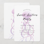 ビーチ赤面ピンクSweet sixteenパーティー 招待状 (正面/裏面)