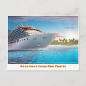 ビーチ近くの巡航船 ポストカード (正面)