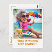 「ビーチ退職したの婦人」 ポストカード (正面/裏面)