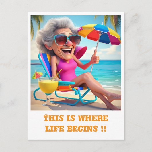 「ビーチ退職したの婦人」 ポストカード (正面)