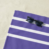 ビーチ退職した、白ストライプ色、紫 ビーチタオル (インサイチュ)