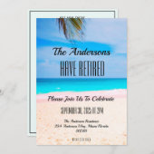 ビーチ退職イベントパーティーカップルズお祝い  招待状 (正面/裏面)