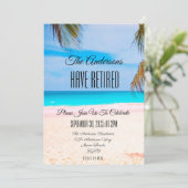 ビーチ退職パーティーカップルのお祝いイベント 招待状 (スタンド正面)